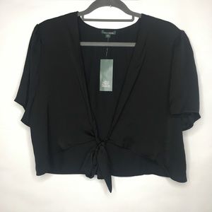 Black front Satin Tie Top shirt XXL Wild Fable